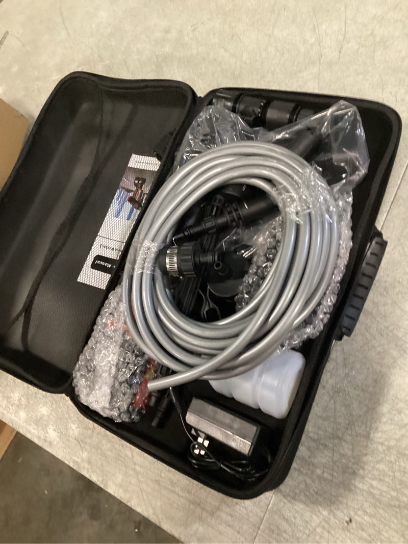 Condition photo showing New/Like New for cordless pressure washer battery powered, 1500 psi portable handheld pressure washer with 2*4000mah batteries, 6-in-1 nozzle, 3 power level & 23ft hose for cars, patios, floor, fence & wall cleaning