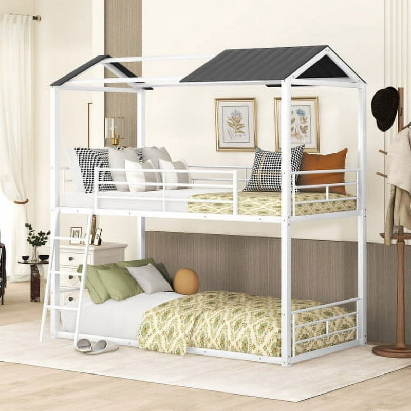 incomplete, only 1 box Twin over twin metal floor bunk bed 