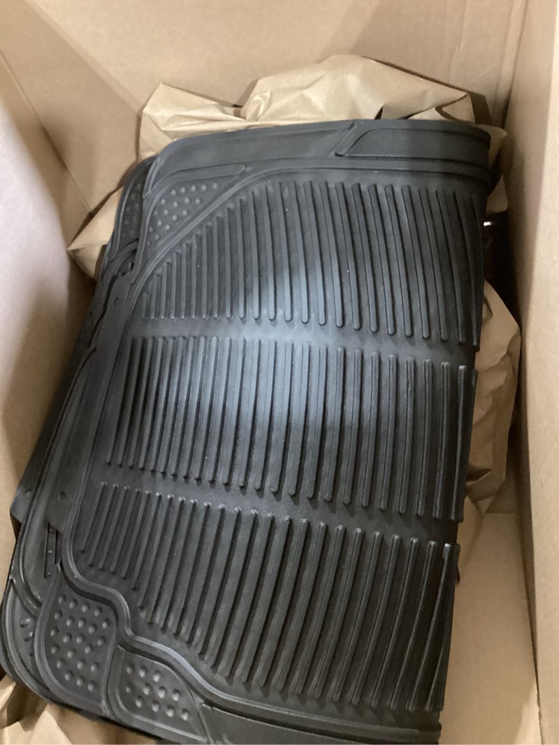 Condition photo showing Good Condition for bdk original proliner 2 piece front heavy duty front & rear rubber floor mats for car suv van & truck, black - all weather floor protection fits most vehicles