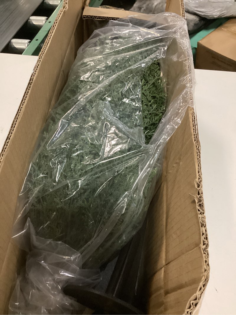 Condition photo showing Good Condition for 3FT Artificial Cedar Topiary Trees with Ground Spike, Set of 2 UV Resistant Fake Evergreen Bushes Shrubs Trees Artificial Plants Realistic Faux Cypress Plants for Indoor Outdoor Front Porch Garden