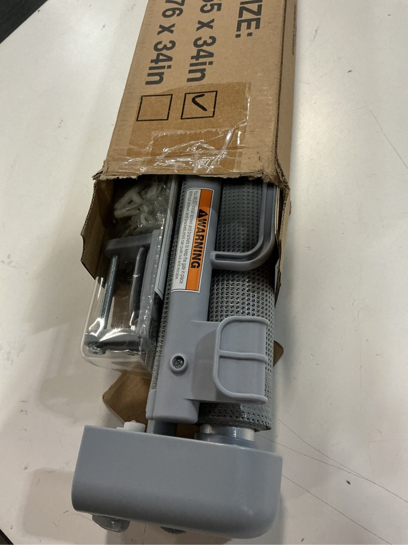 Condition photo showing Good Condition for Retractable Baby Gate for Stairs, 55" Wide Mesh Dog Gate Indoor, 34" Tall Child Gate for Doorways, Hallways, Deck, Indoor Outdoor Pet Baby Safety Essentials for Home, Grey Gray 55'' Wide