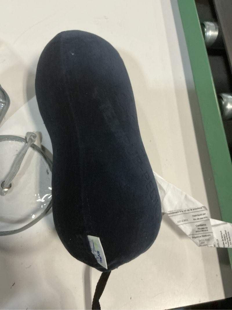 Condition photo showing As Is for tempur-pedic all-purpose memory foam travel pillow, peanut-shaped lumbar pillow for neck and back pressure relief, navy