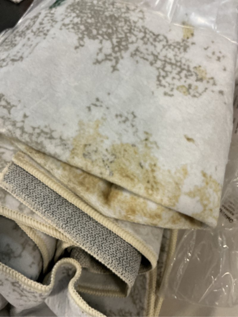 Condition photo showing As Is for kelarea washable area rug for living room, 6x9 non slip modern abstract beige rugs, easy clearning low pile large carpet for bedroom, dining room, nursery, office beige 6' x 9' (rectangular)