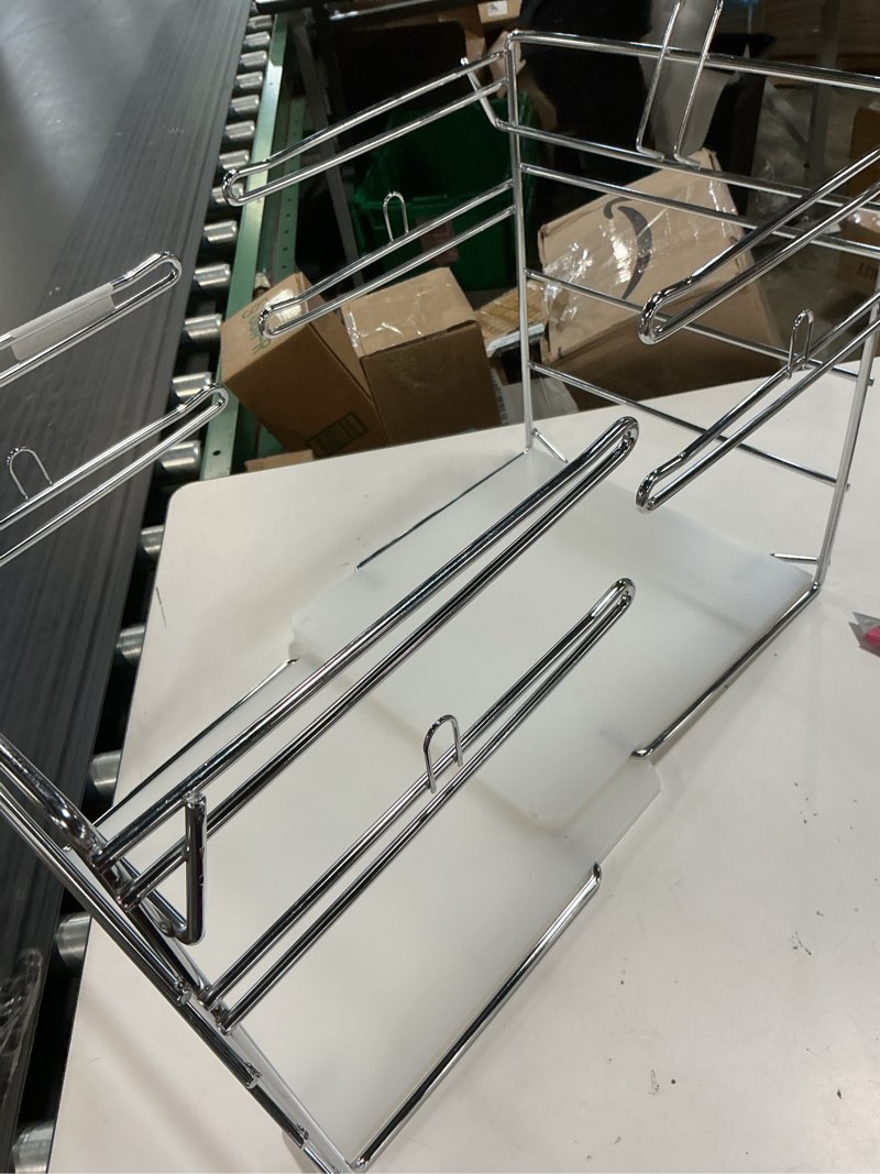 Condition photo showing As Is for ferraycle 2 pcs plastic grocery bag holder shopping rack fits 11½"w x 6" d x 21" h t shirt rack plastic bag organizer with pp base for grocery store, 12" w x 12" l x 16" h