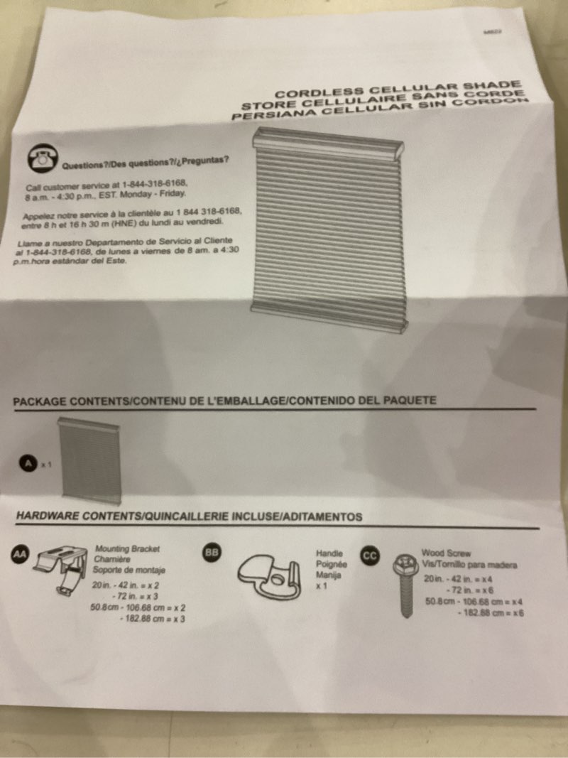 CORDLESS CELLULAR SHADE STORE CELLULAIRE SANS CORDE PERSIANA CELLULAR SIN CORDON