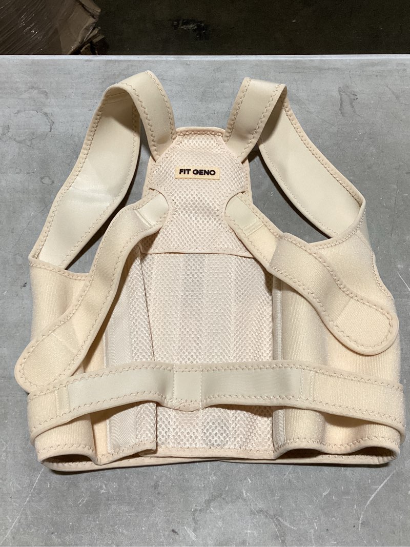 Condition photo showing Good Condition for fit geno back brace posture corrector for women and men, shoulder straightener, adjustable full back support, upper and lower back pain relief - scoliosis, hunchback, thoracic, spine corrector (s) black small