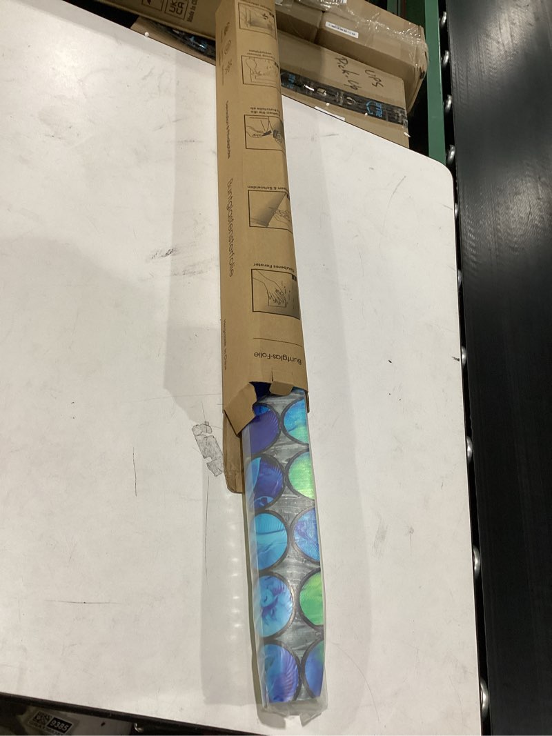 Condition photo showing Good Condition for coavas stained glass window film decorative privacy cling for home bathroom & front door, 3d floral design, uv blocking, heat control, non-adhesive, reusable,golden afterglow, 23.6 x 35.4 inch