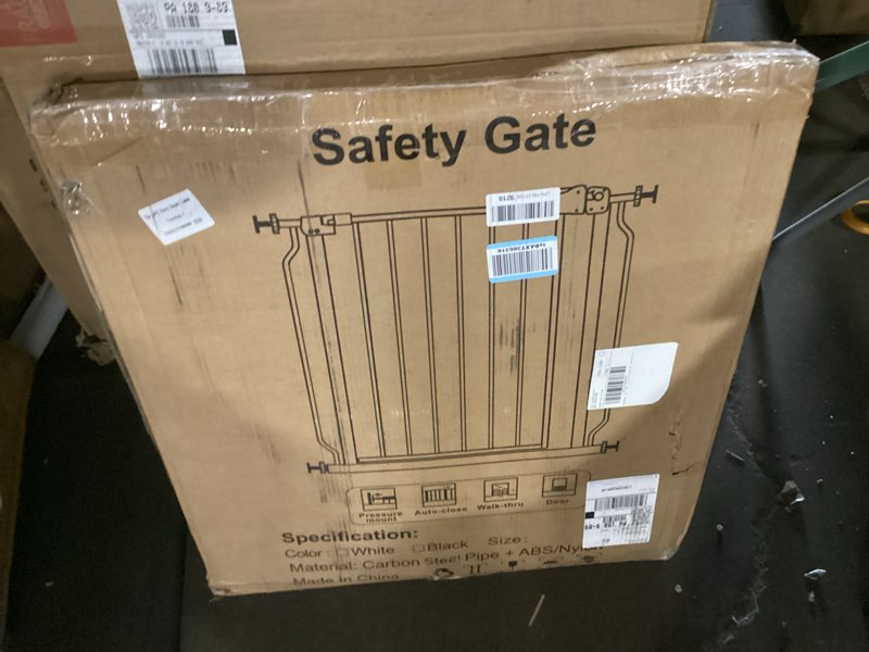 Condition photo showing New/Like New for extra wide long baby gates 62-67 inch stairs doorways pet dog gate indoor outdoor pressure mount no drill walk through safety child gate 62.20"-66.93"/158-170cm