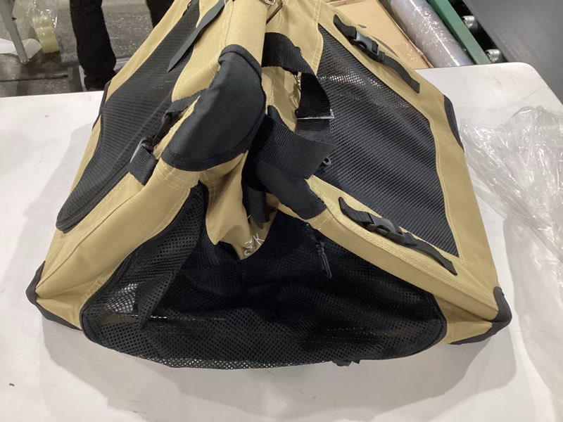 Condition photo showing Good Condition for extra large cat carrier soft sided, portable small dog carrier for 2 cats, 24"x16.5"x16" car travel folding comfortable design, khaki khaki without curtain