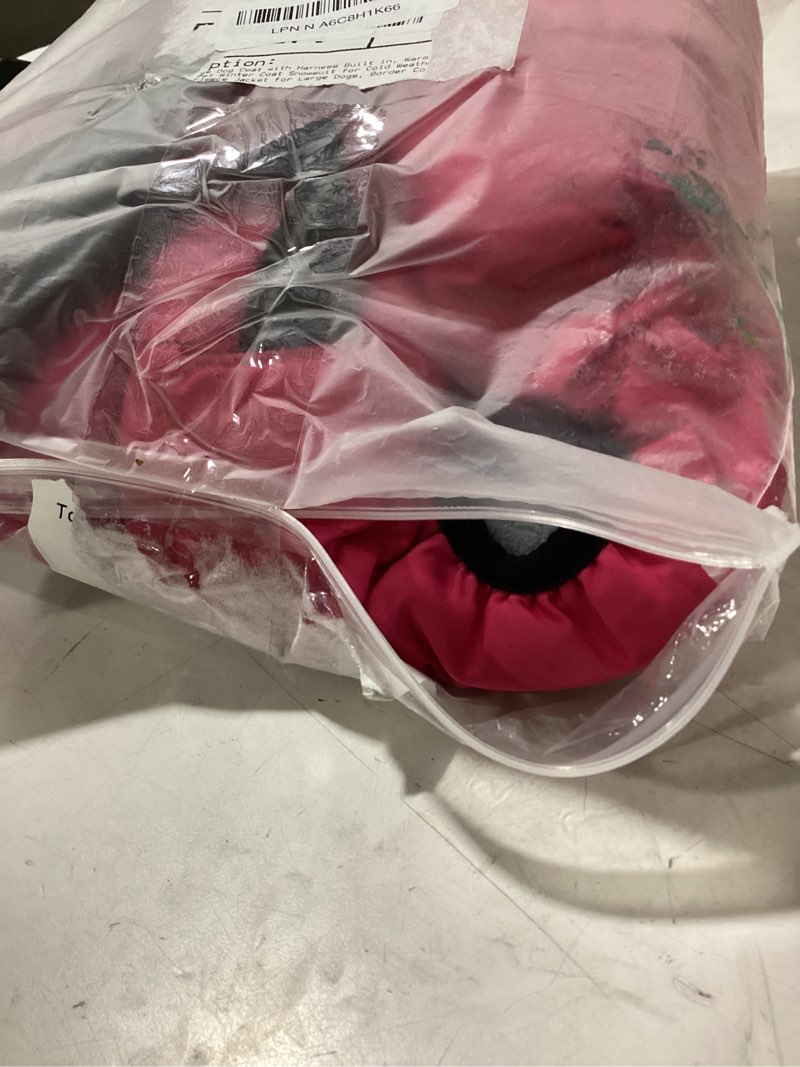 Condition photo showing New/Like New for SUNFURA Large Dog Coat with Harness Built in, Warm Dog Jacket Waterproof Pet Winter Coat Snowsuit for Cold Weather, Reflective Fleece Jacket for Large Dogs, Border Collie, Hot Pink XL X-Large HotPink