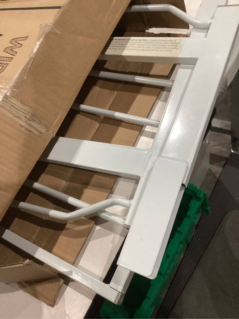 Condition photo showing Good Condition for regalo safety baby gate 56 inch extra wide for doorways & bottom of stairs, pressure mount design for babies, toddlers & pets, tested & safe for 30 years, american designed, american owned, white white 29-56"w x 30"h