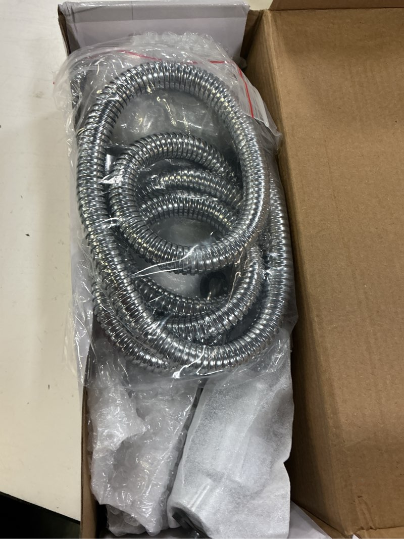 Condition photo showing New/Like New for ion drops shower head, 2026 new ion drops filtered shower head with 59in hose/bracket, adjustable filtered showerhead with 5 filter replacements, built-in flash mode for bathroom cleaning