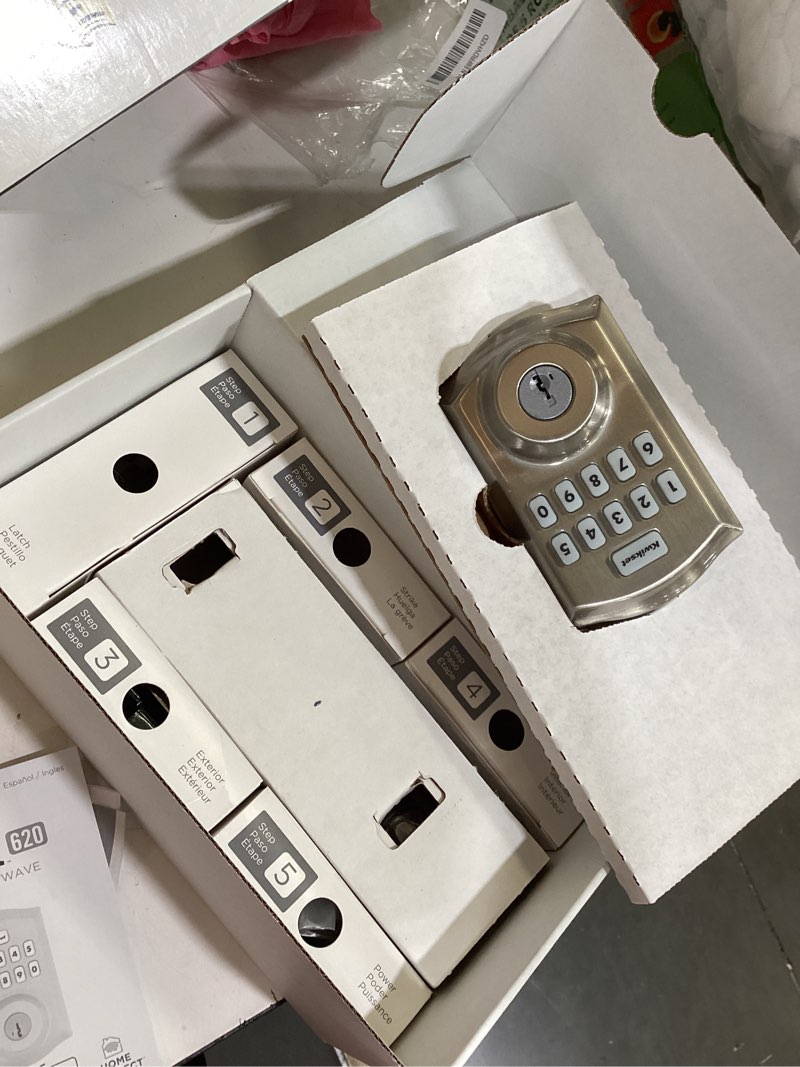 Condition photo showing Good Condition for kwikset homeconnect 620 z-wave long range enabled keypad smart lock convenient keyless entry, customizable user codes, ring alarm compatible, hub required, sold separately satin nickel traditional satin nickel traditional z-wave long range