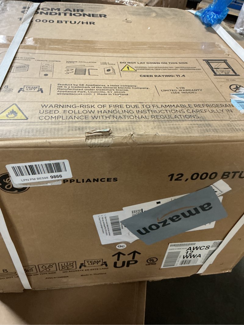 Condition photo showing New/Like New for GE AWCS12WWA Window Air Conditioner, Wi-Fi Enabled, Energy-Efficient Cooling for Large Rooms up to 550 sq ft, Easy Install Kit, Control Using Remote or Smartphone App, New 12,000 BTU, White