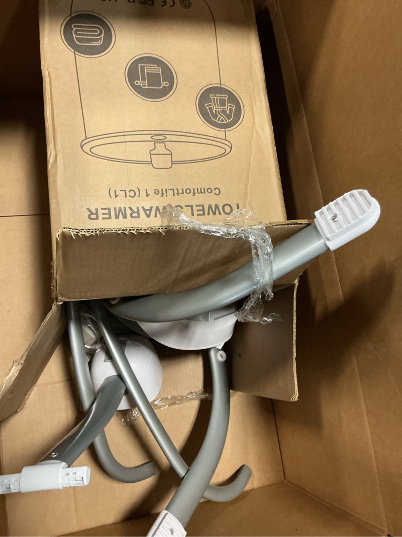 Condition photo showing As Is for momcozy cocosway electric baby swing for infant, 180° rotating seat, 6 parent-like sway motions & 4 speeds, quiet soothing, remote control, machine-washable cover, grey haze