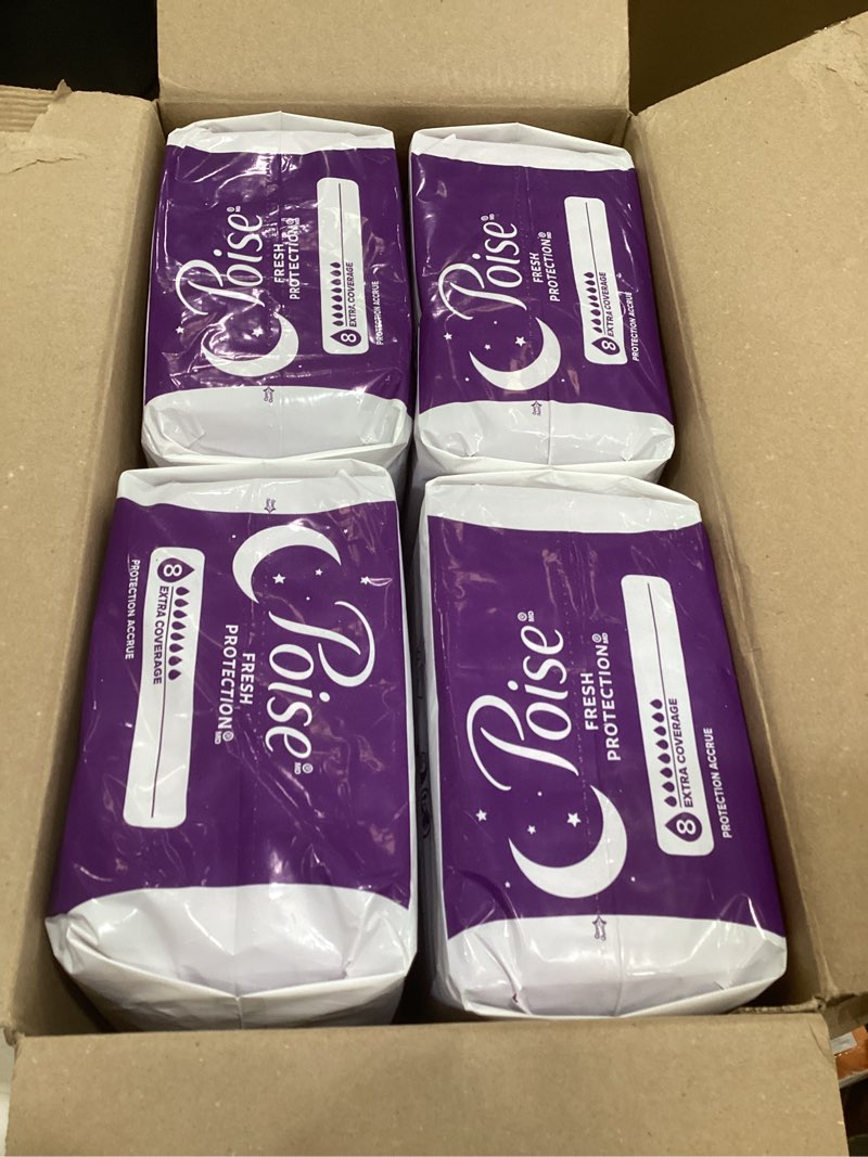 Condition photo showing New/Like New for poise incontinence pads & postpartum incontinence pads, 7 drop ultra absorbency, long length, 24 count, packaging may vary