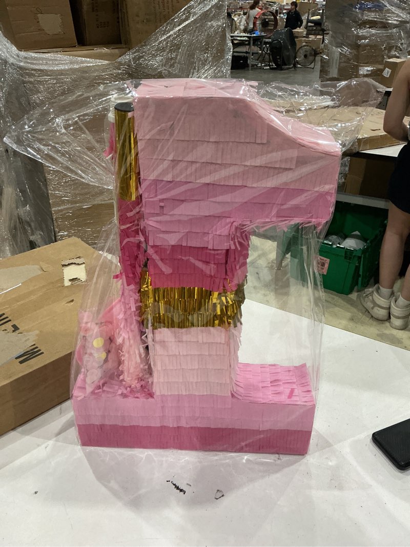 Condition photo showing Good Condition for apinata4u light pink number 1 pinata, solid color party decor, for 1st birthday party celebrations, kids decoration, birthday supplies for girls, custom pink pinata, 20 x 16 x 4 inches