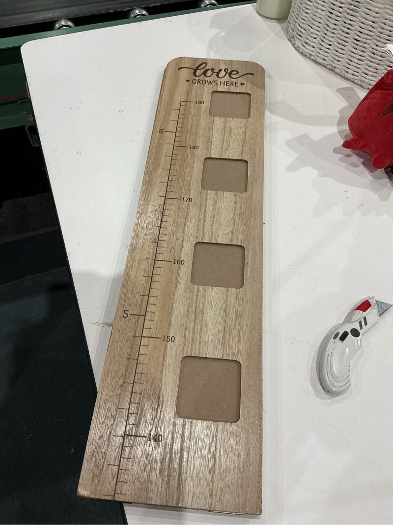 Condition photo showing Good Condition for garybank solid wood growth chart for kids with picture frames, height measurement ruler milestone markers, foldable kids height wall chart, christmas keepsake gift for toddler boy girl room wall decor raw wood & frames