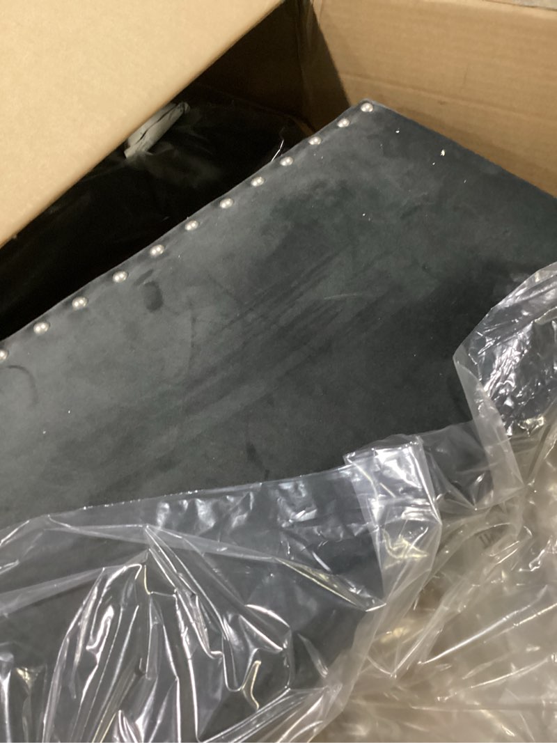 (Incomplete box 2 of 3) Finley velvet rails size king  color gray 