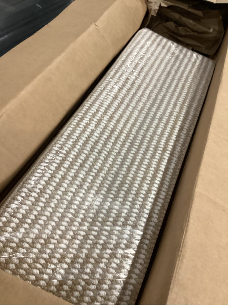 Condition photo showing item condition for Bullnose Stair Treads for Wooden Steps: 14 Pcs Washable Non Slip Stair Ruuner Peel and Stick Adhesive Indoor Step Covers Staircase Protector 29.5"x9.5"x1.5" Camel 29.5"x9.5"x1.5" Camel 14