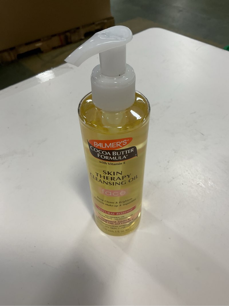 Condition photo showing New/Like New for Palmer's Cocoa Butter Formula Skin Therapy Cleansing Oil, Gentle Makeup Remover with Rosehip Oil and Vitamin C, 6.5 Ounce Facial Oil Skin Cleaning Agent