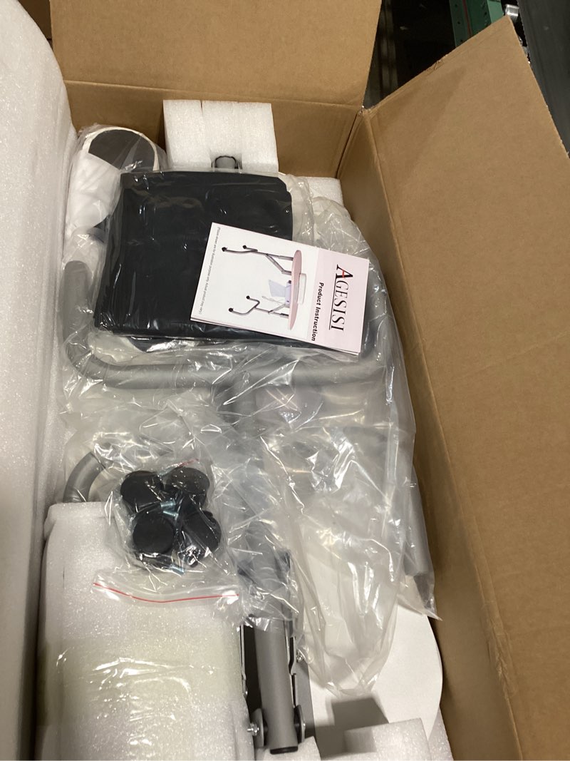 Condition photo showing New/Like New for portable manicure table foldable nail desk with charging station & dust collector professional nail tech table for technician spa salon workstation, wrist pad 4 lockable wheels, white marbled