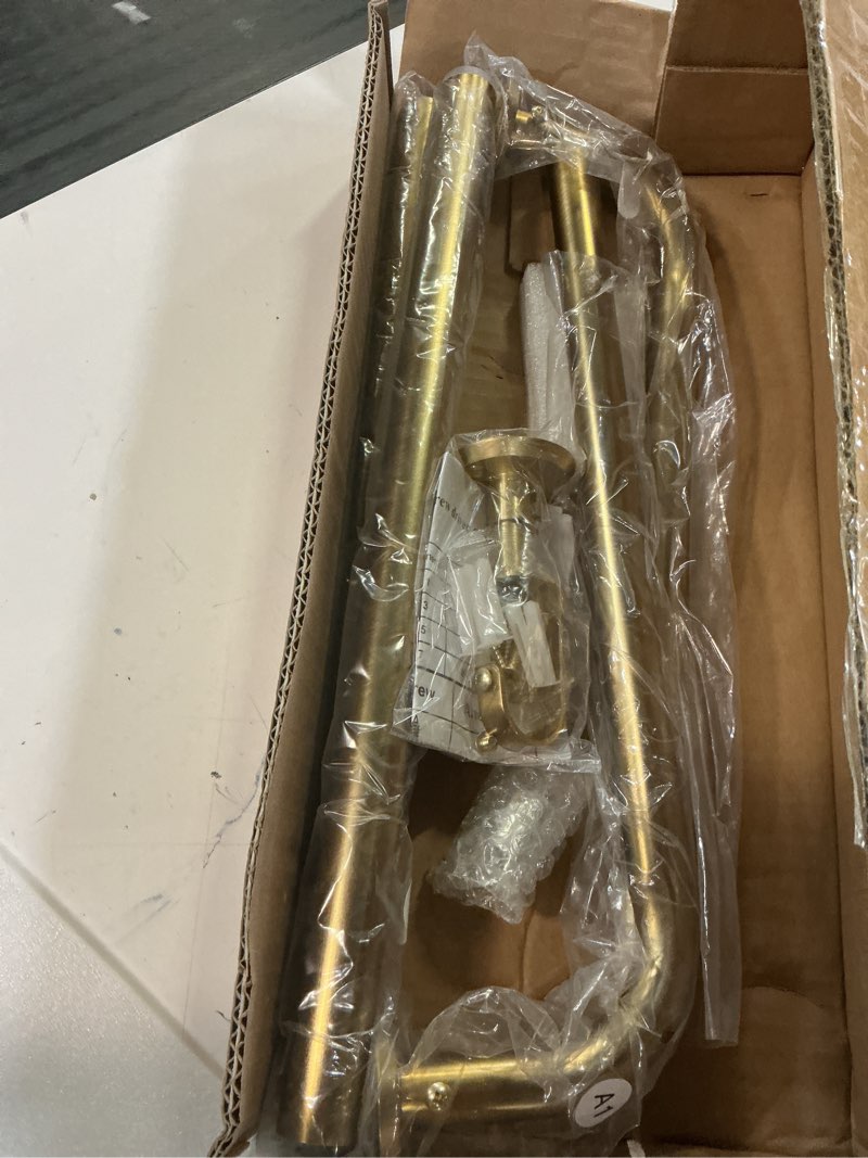 Condition photo showing Good Condition for room darkening curtain rods for windows, 28 to 53 inches splicing construction drapery rod, 1" adjustable blackout wrap around curved curtains rod, wall mounted ceiling mounted, brushed gold brushed gold 28-53"