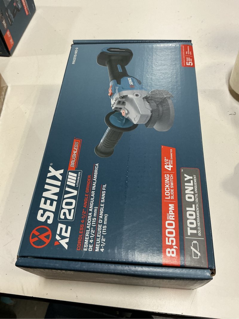 Condition photo showing New/Like New for senix x2 4.5-in 20-volt sliding switch brushless cordless angle grinder (battery and charger not included)