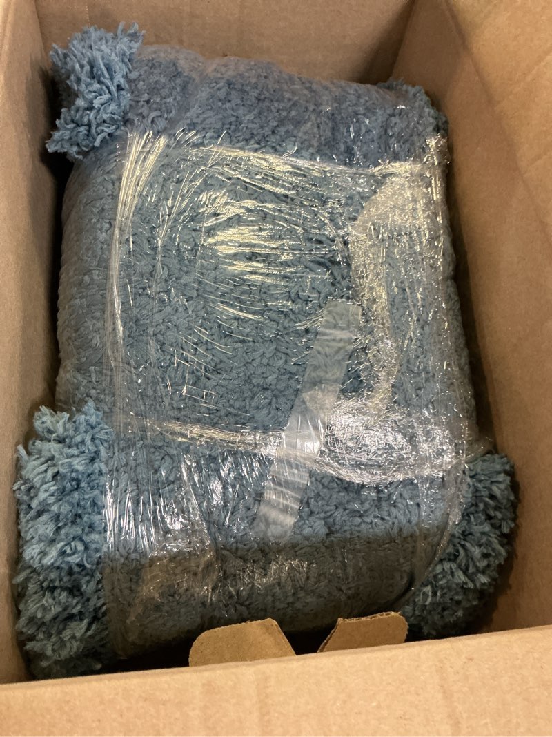 Condition photo showing Good Condition for bathroom rugs non slip washable 70x24, ultra thick soft microfiber absorbent bath mats, high density foam latex non slip backing bath rugs, fluffy floor carpet for tub&shower, blue 5'10" x 2' (70''x24'' bathroom rug) blue