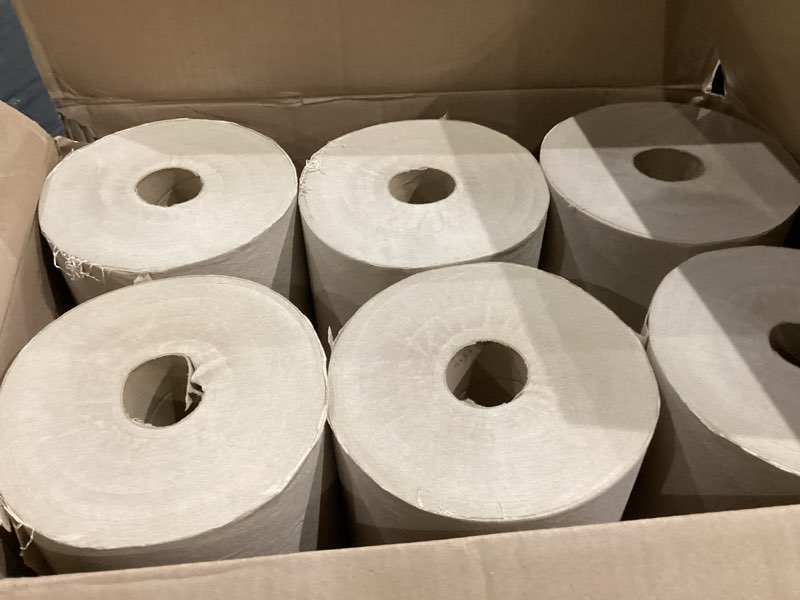 Condition photo showing New/Like New for pacific blue basic recycled hardwound paper towel rolls  26301  brown  6 count (800 feet/roll)