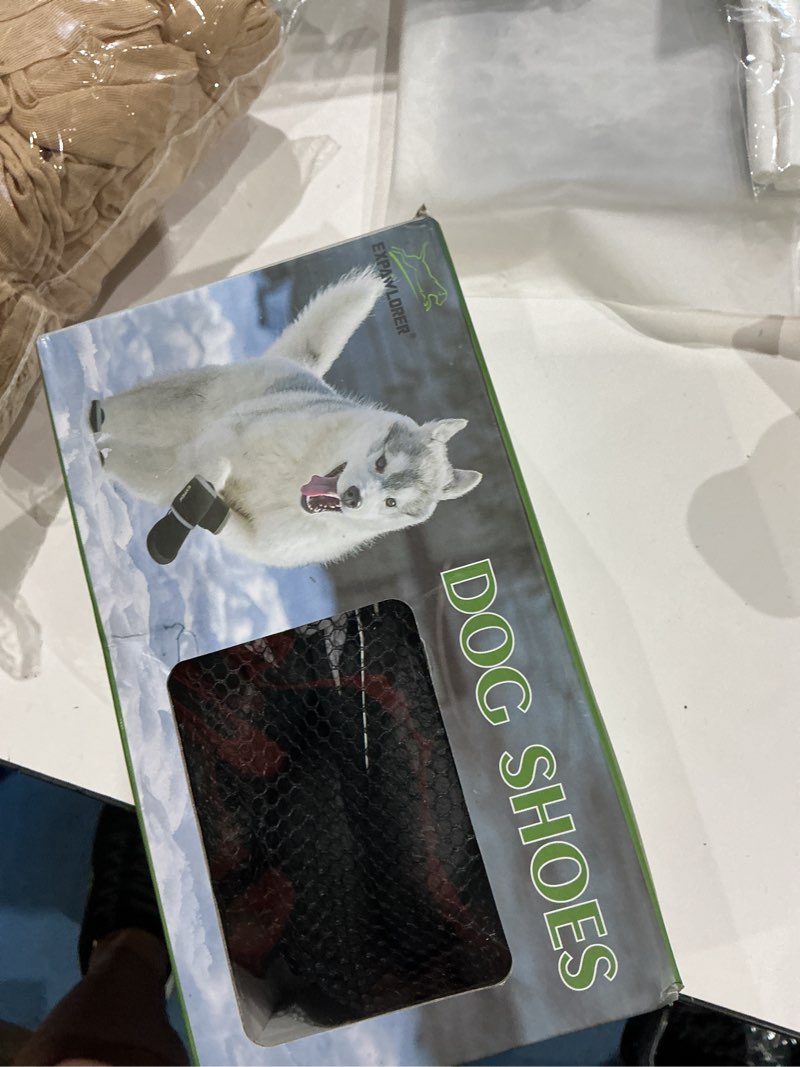 Condition photo showing New/Like New for expawlorer waterproof dog shoes for small medium large dogs, summer dog shoes for hot pavement, hiking walking, reflective dog booties for outdoor snow rain days, anti-slip dog boots & paw protectors black xl