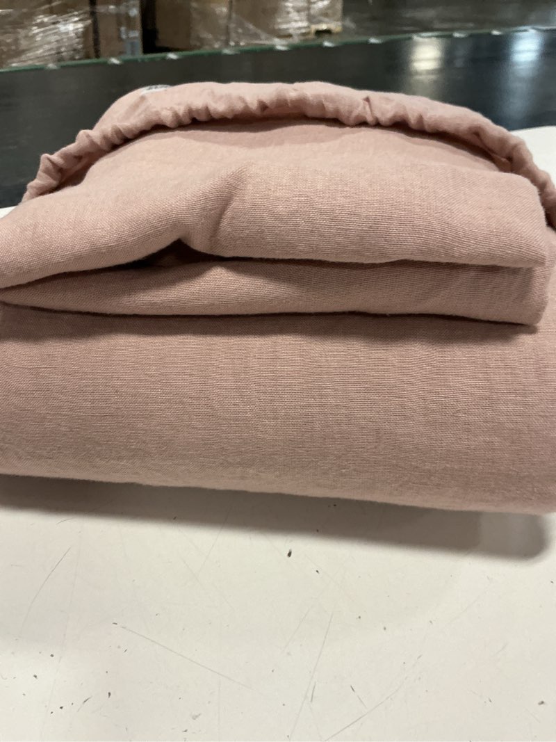 Condition photo showing Good Condition for european linen duvet cover set, king/cal king, dusty mauve