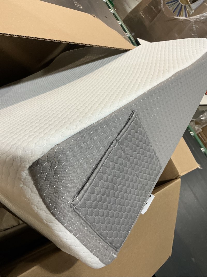 Condition photo showing Good Condition for bedluxe wedge pillow, 10 inch bed wedge pillow for headboard, pillow wedge for acid reflux relief, sleeping, back pain relief, snoring, triangle pillow wedge, white/grey