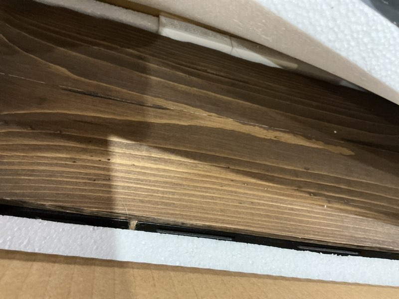 Condition photo showing Good Condition for Distressed Floating Shelves 36 inch Long Set of 2,8 inch deep Solid Wood Wall Mounted Shelves for Living Room Kitchen,Book Shelf for Wall with Hidden Bracket- Distressed Black Walnut