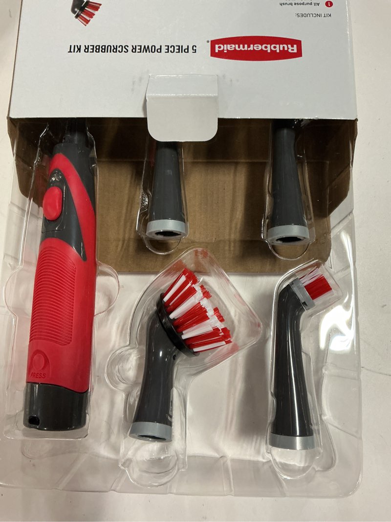 Condition photo showing New/Like New for rubbermaid power scrubber 5 piece set with replaceable heads		