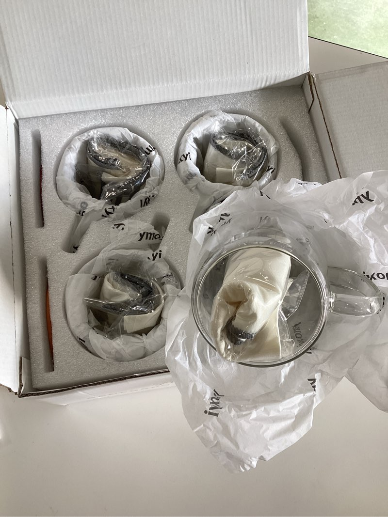 Condition photo showing New/Like New for ymoxyi double wall glass coffee mugs 15.2oz glass mugs with handles cappuccino cup coffee mugs set o
