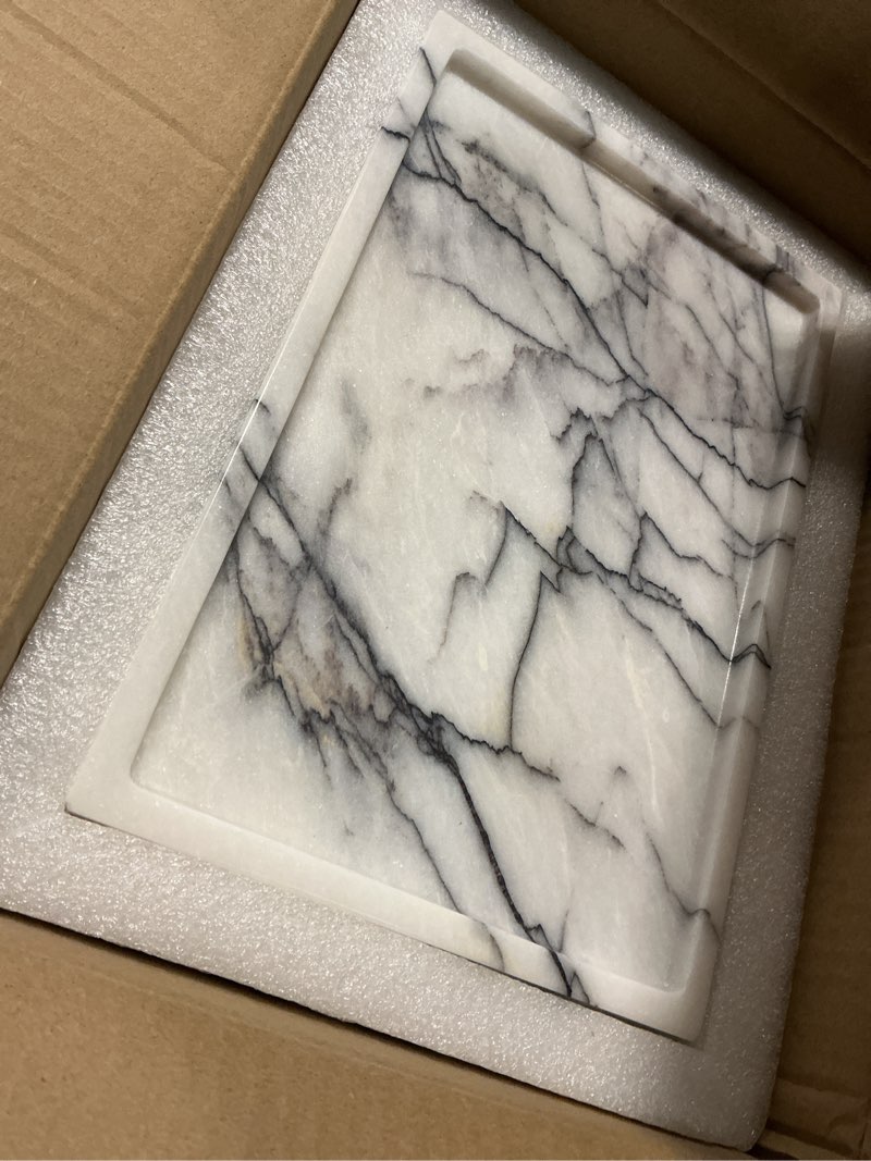 Condition photo showing Good Condition for Real Luxurious Natural Marble Vanity Tray Genuine Marble Storage Tray for Home Decor Stone Tray for Bathroom/Kitchen/Vanity/Dresser Non-Resin/ Non-Ceramic(Lilac)