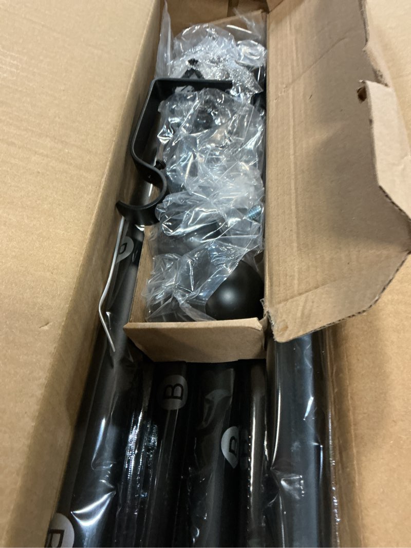 Condition photo showing Good Condition for 2 pack curtain rods 36-91 inch, black 1 inch adjustable heavy duty curtain rods for windows, decorative modern window treatment rod, splicing metal drapery pole, easy installation black 36''-91'' (2 pack)
