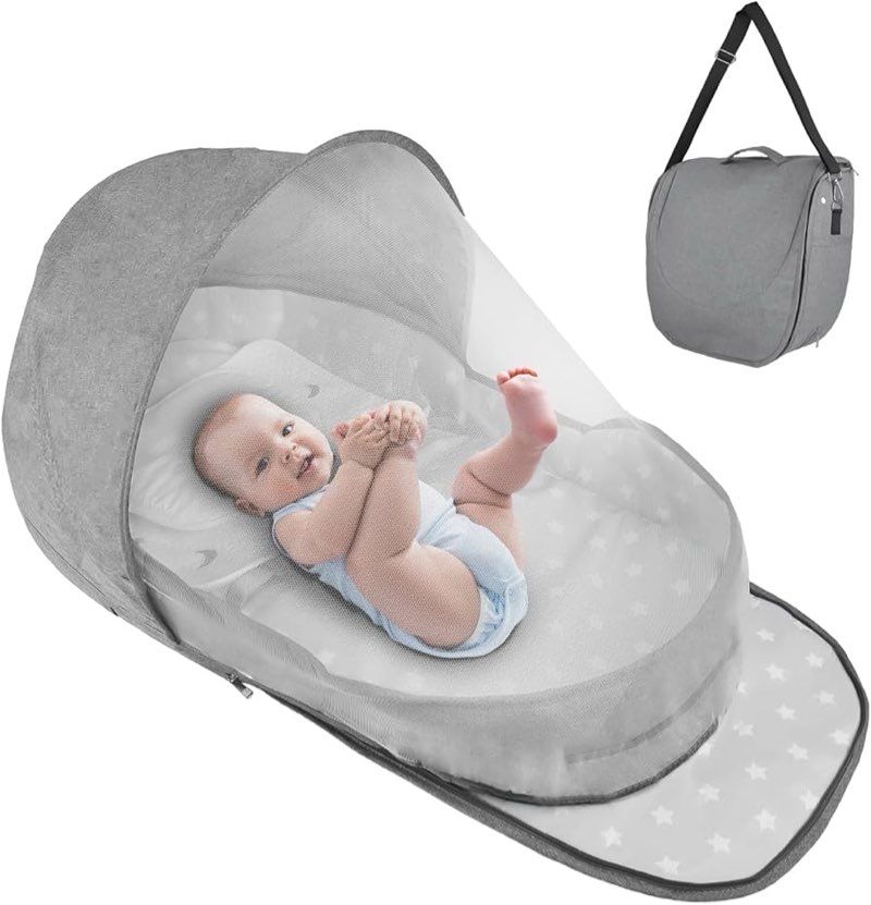 ISELECTOR Portable Bassinet for Baby Travel & Home - Lightweight Foldable Bedside Sleeper with Breat
