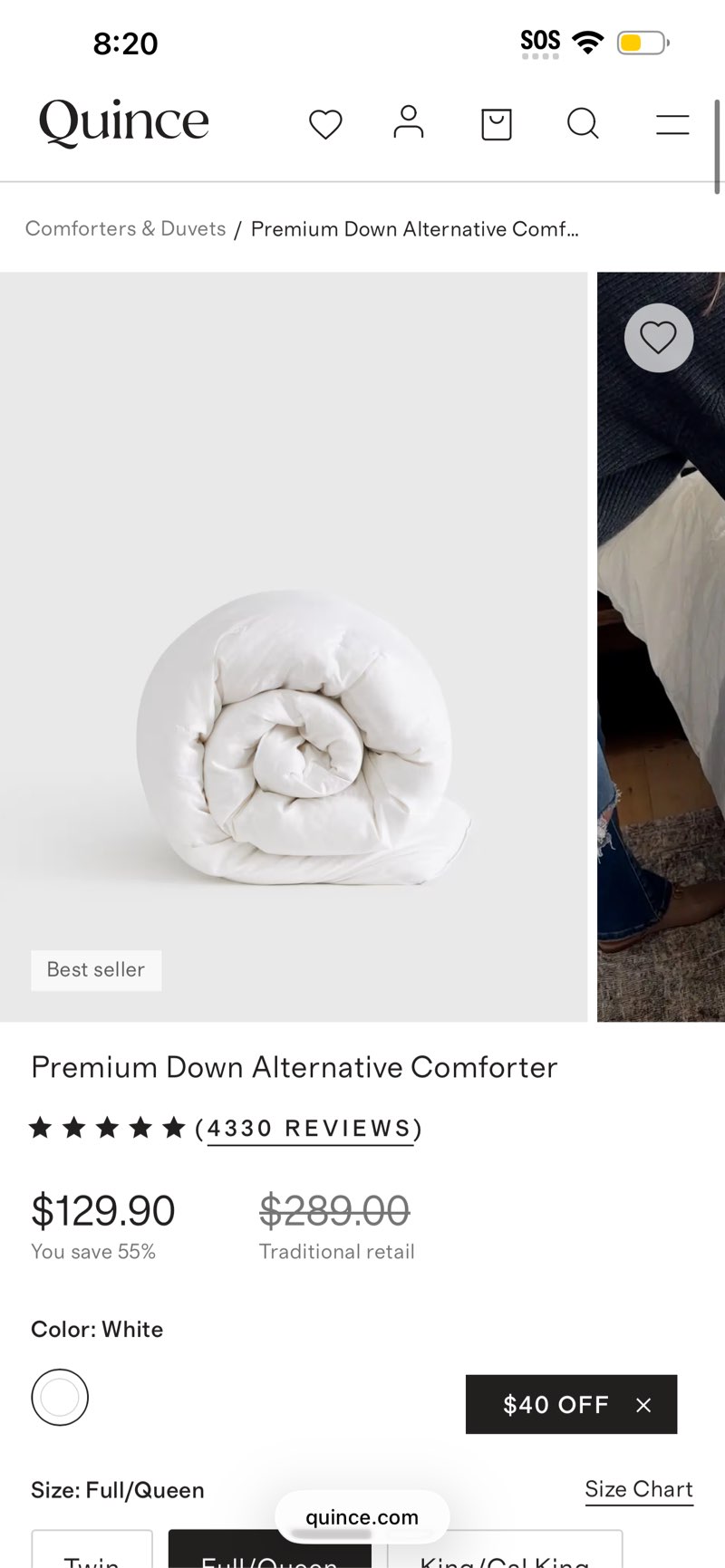 premium down alternative comforter, full/queen