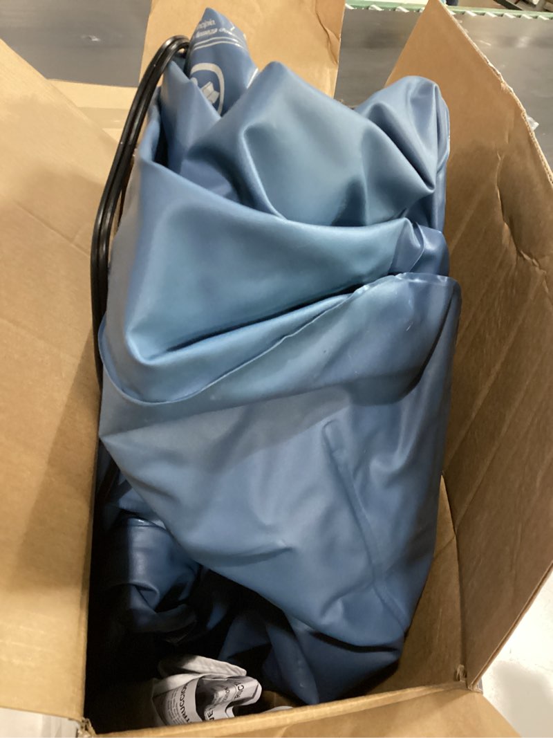 Condition photo showing As Is for intex elevated 18" pillow rest queen air mattress with internal pump - off-white/blue