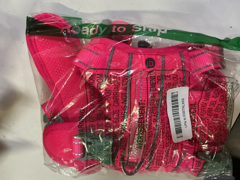 Condition photo showing Good Condition for barkbay no pull dog harness 3 buckles large reflective dog harness with front clip and easy control handle for walking training running with id tag pocket(pink,xl) new pink x-large