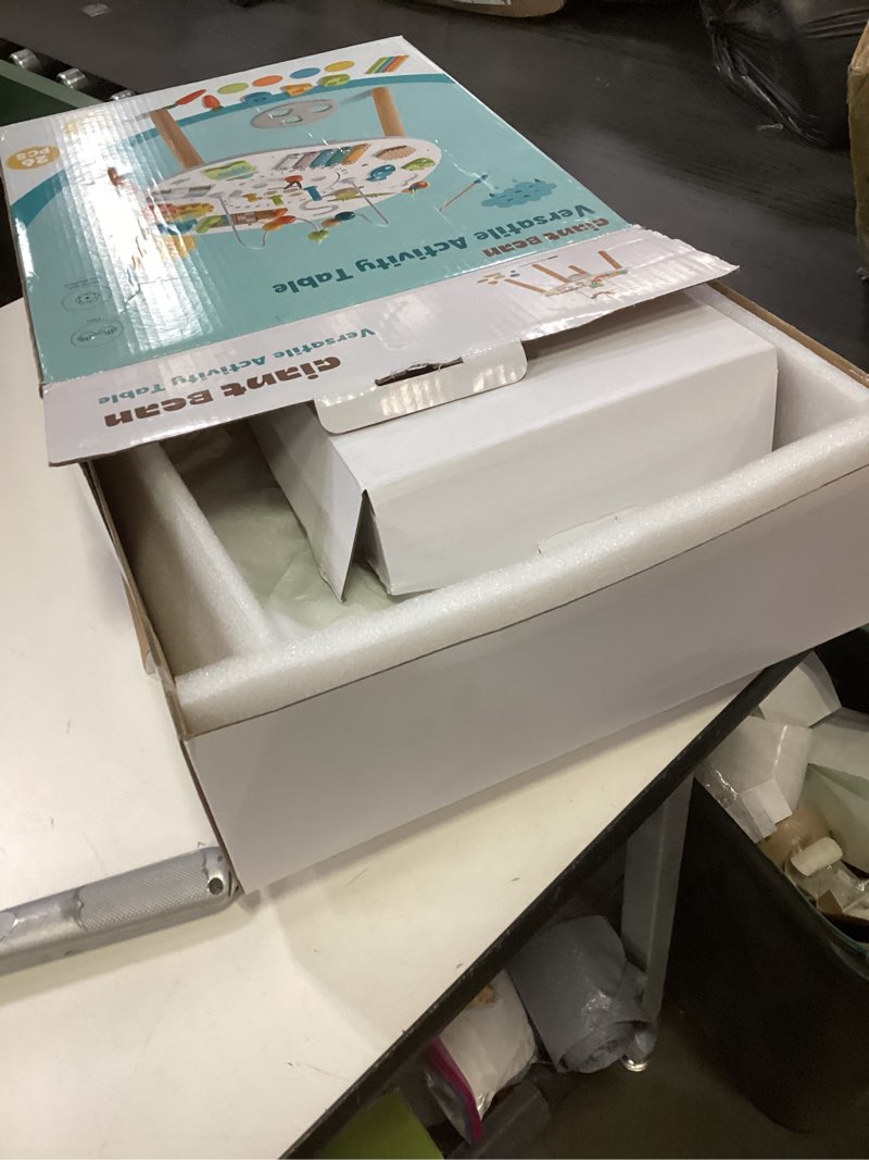 Condition photo showing Good Condition for Giant bean® Wooden Activity Table for 1 Year Old, 11-in-1 Montessori Learning Table with Bead Maze, Shape Sorter, Fishing Game & More – Sensory Development Toy for Toddlers, Ideal 1st Birthday Gift