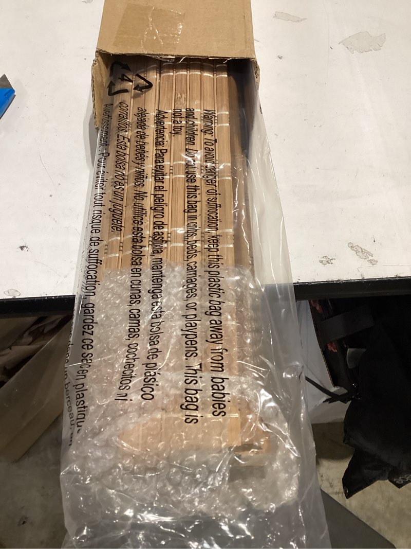 Condition photo showing Good Condition for LazBlinds No Tools No Drill Cordless Bamboo Roman Shades, Light Filtering Window Treatment, Roll Up Bamboo Blinds for Windows 31.5'' W x 64'' H, Brown Light Filtering-brown206 31.5" W x 64" H