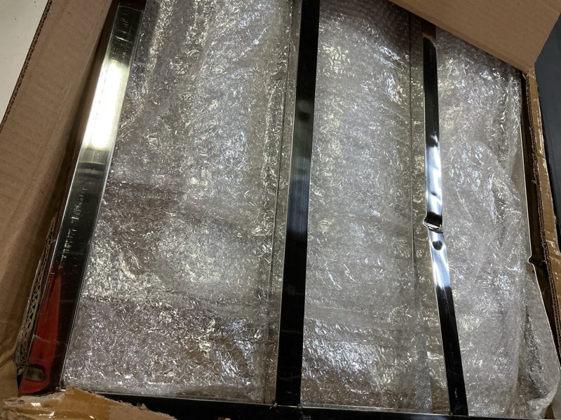 Condition photo showing Good Condition for 2 pack dunnage rack 48" long x 24" wide, 7.9" height stainless steel shelf 3500+ pound capacity commercial food floor rack for restaurants kitchens garages and vehicles 2 48'' long x 24'' wide x 7.9'' height