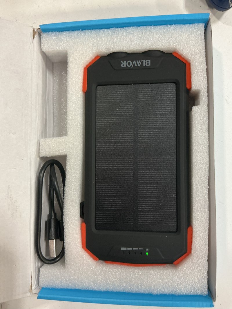 Condition photo showing New/Like New for blavor solar charger power bank 10,000mah, portable wireless charger, 20w fast charging external battery pack with usb c for cell phones, solar panel charger with dual flashlight for camping orange