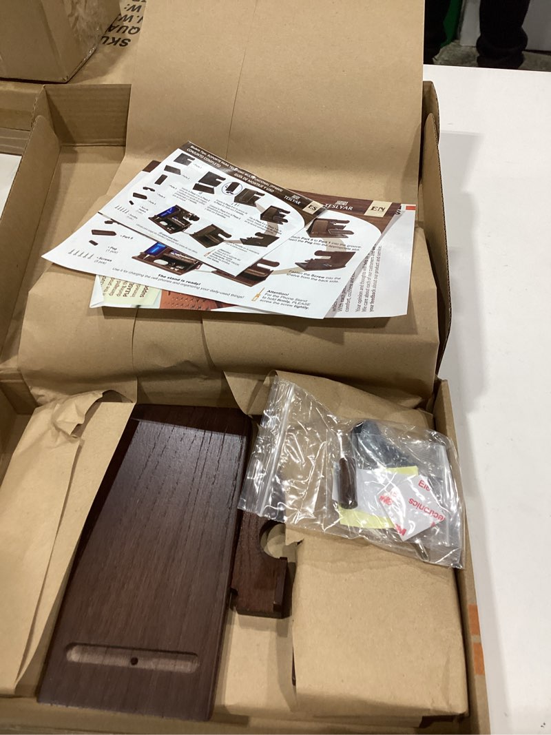 Condition photo showing New/Like New for TESLYAR Wood Phone Docking Station for Men - Desk or Nightstand Organizer - Birthday Gifts for Husband, Dad - Anniversary Idea from Wife - Key Holder, Stand Wallet, Watch & Essentials (Bourbon Brown)