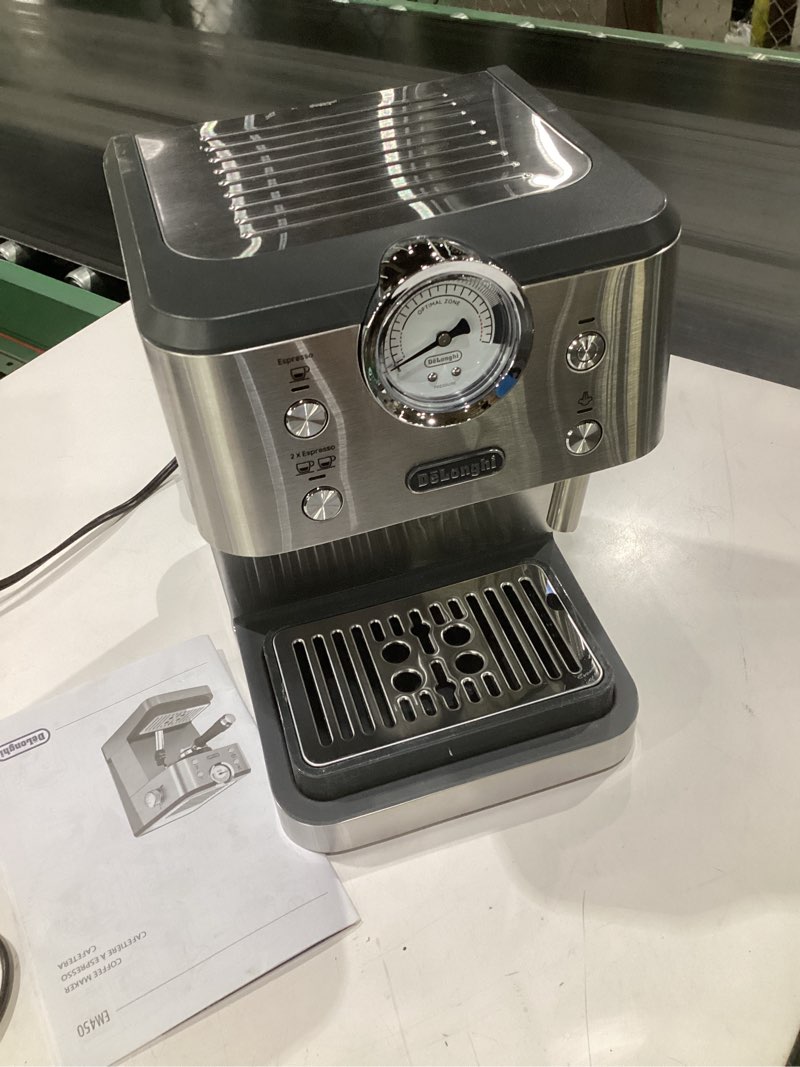 Condition photo showing As Is for (incomplete parts, not tested)de’longhi classic espresso machine with milk frother, 15-bar pump & temperature control - barista coffee maker kit for espresso, latte, cappuccino & iced