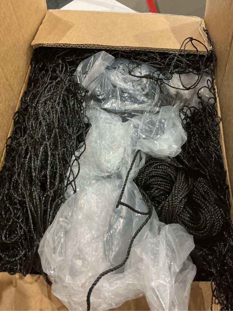 Condition photo showing As Is for riifrily baseball batting cage nets,20‘l/ 35'l/55'l/70'l baseball and softball cage netting, enclosed hdpe #30 /#45 netting batting cages for backyard and indoor (net only) 20ft #30