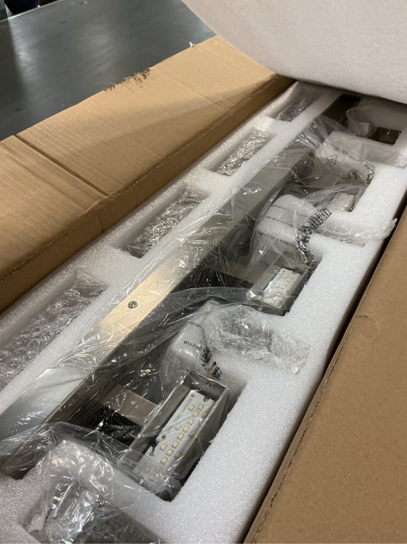 Condition photo showing Good Condition for Modern Bathroom Light fixtures Brushed Nickel Dimmable Vanity Lights for Bathroom Crystal LED Bathroom Lighting fixtures Over Mirror 4 Light 6000K Brushed Nickel 4 lights